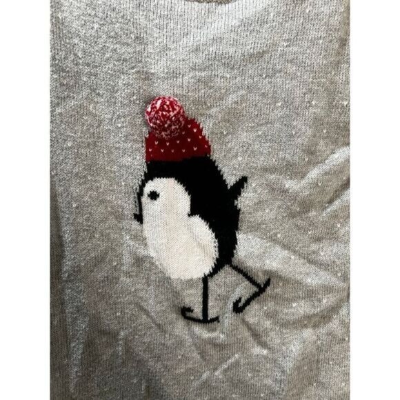 NEW Shrinking Violet Embroidered Christmas Penguin‎ Sweatshirt Medium - Picture 4 of 6